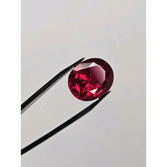Lab-Grown Ruby Gemstone 8.76 ctw Loose High Quality Synthetic Faceted Oval Ruby - Picture 2 of 8